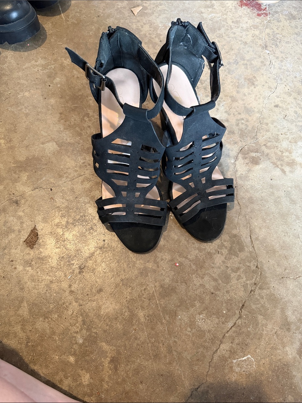 Strappy Black Heeled Sandals with Cutout Design